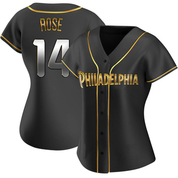 Replica Pete Rose Women's Philadelphia Phillies Black Golden Alternate Jersey