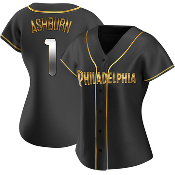 Replica Richie Ashburn Women's Philadelphia Phillies Black Golden Alternate Jersey